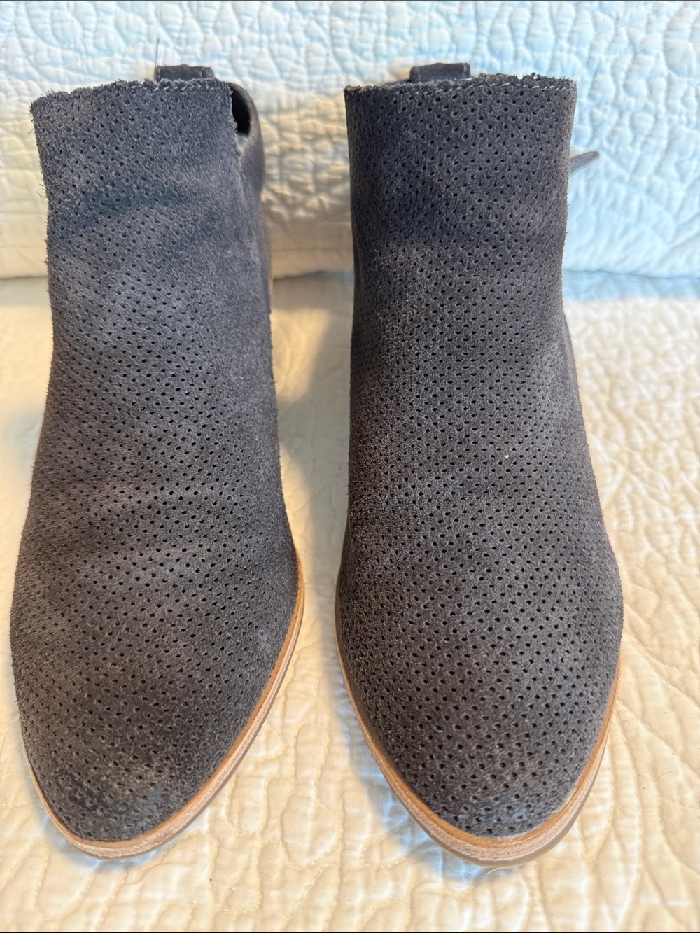 Dolce Vita Charcoal Perforated Suede Ankle Booties
